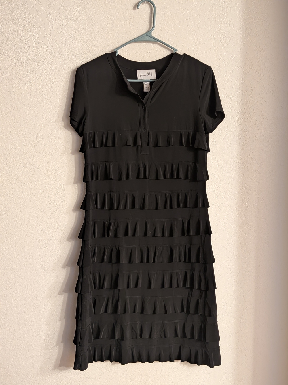 Joseph Ribkoff Black Short-Sleeve Ruffle Tier Dress